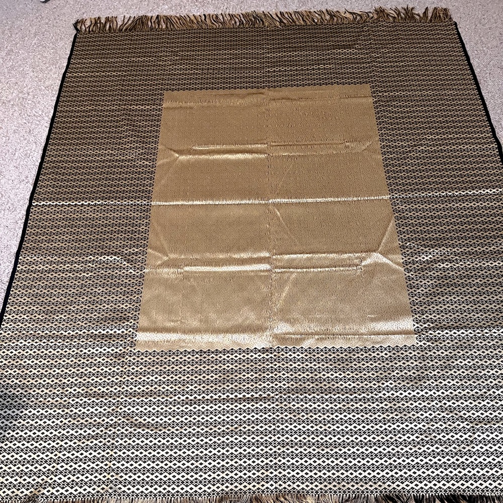 Black & gold reversible silk table cloth or throw; never used. 60x72